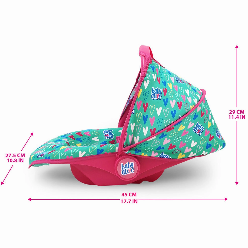 Baby Alive Deluxe Doll Car Seat - Multi-Function, Pink & Green Hearts
