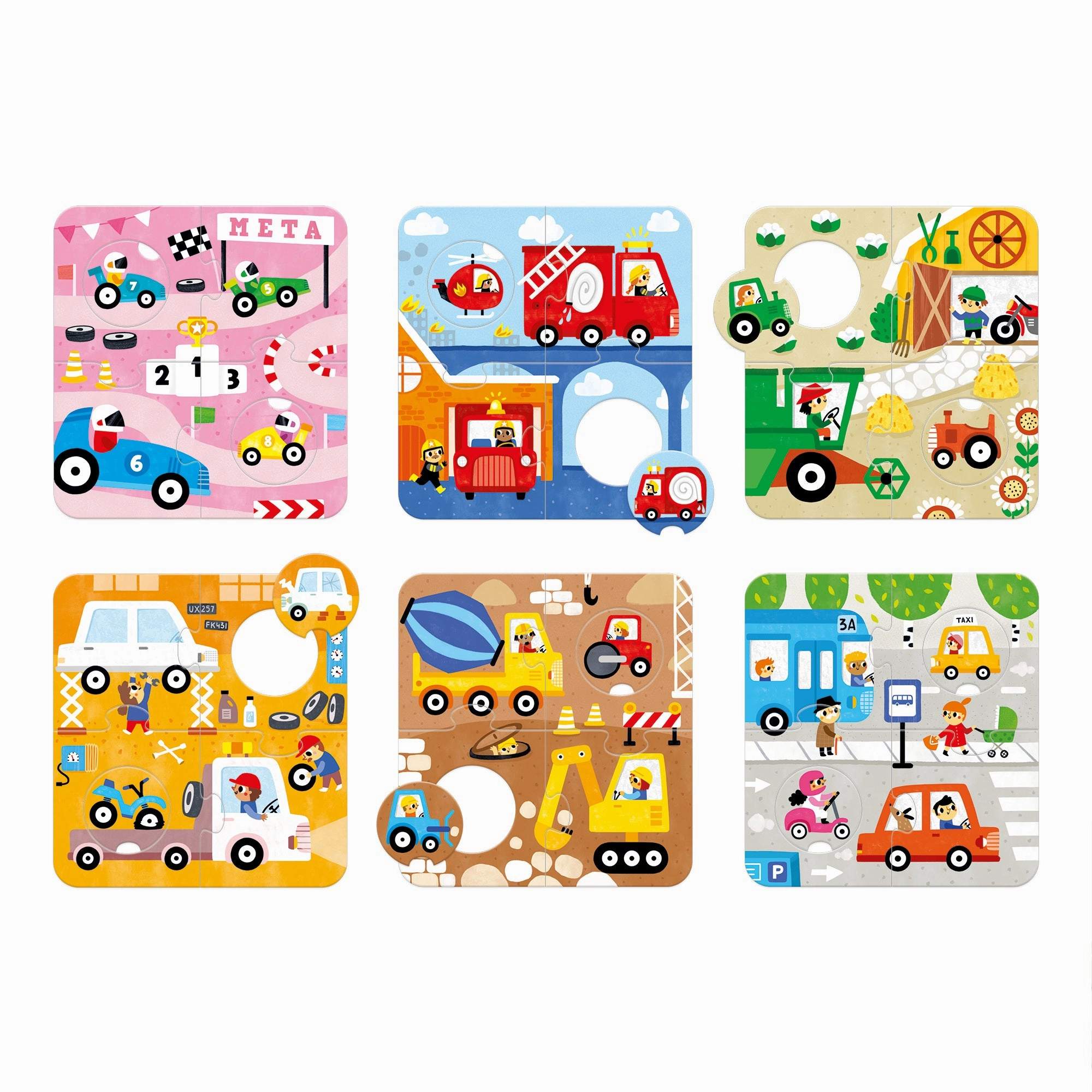 Banana Panda Educational Vehicle Adventure Puzzle Set - 6 pc