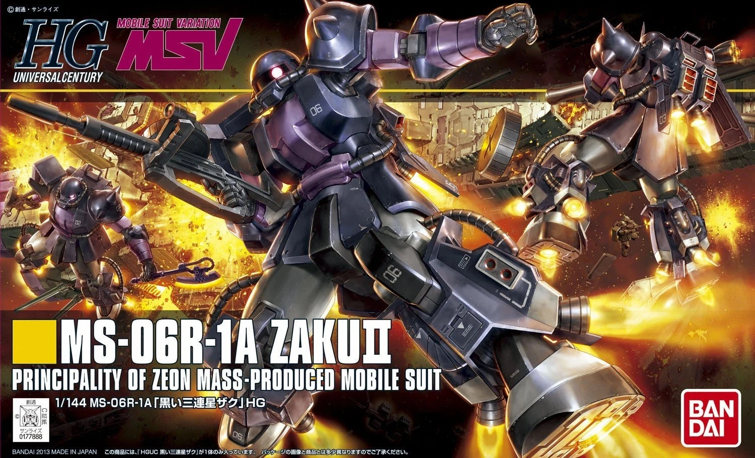 Gundam 1/144 HGUC #151 MSV MS-06R-1A Zaku II (Black Tri-Stars Custom) Model Kit