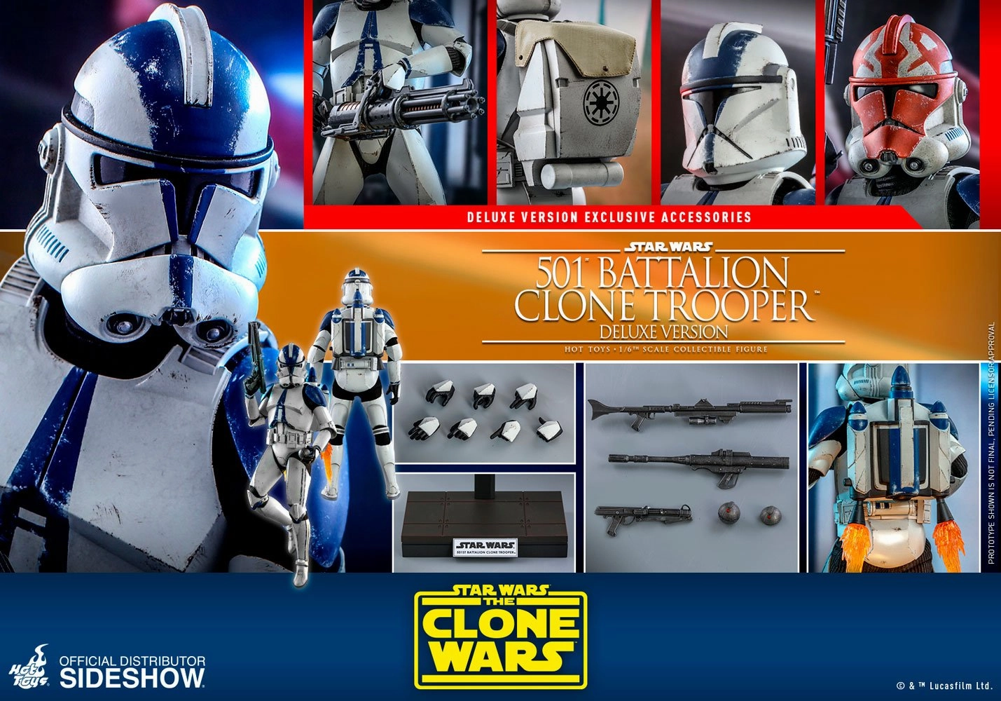 Hot Toys TV Masterpiece 1/6 Scale Figure - 501st Battalion Clone Trooper - Deluxe (The Clone Wars)