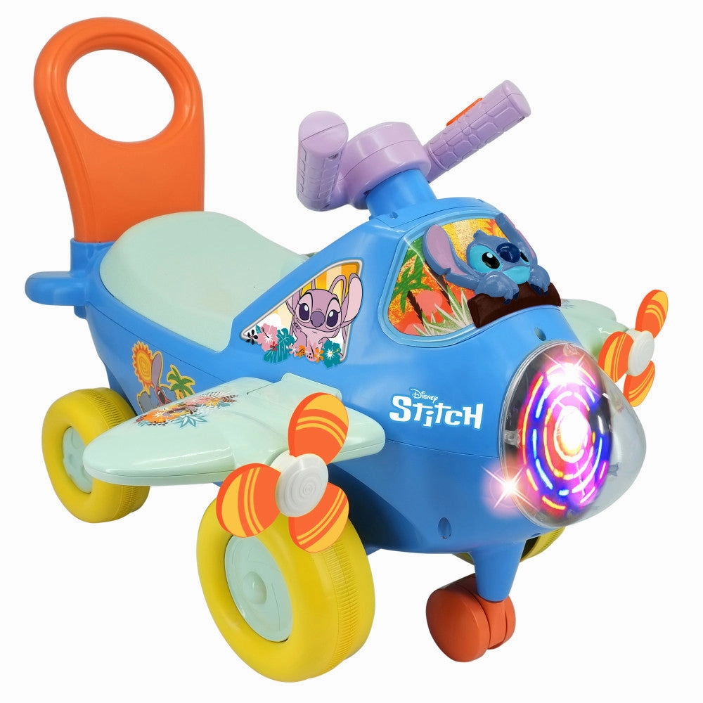 Kiddieland - Disney Stitch Light & Sound Activity Plane - Foot-To-Floor Ride-On