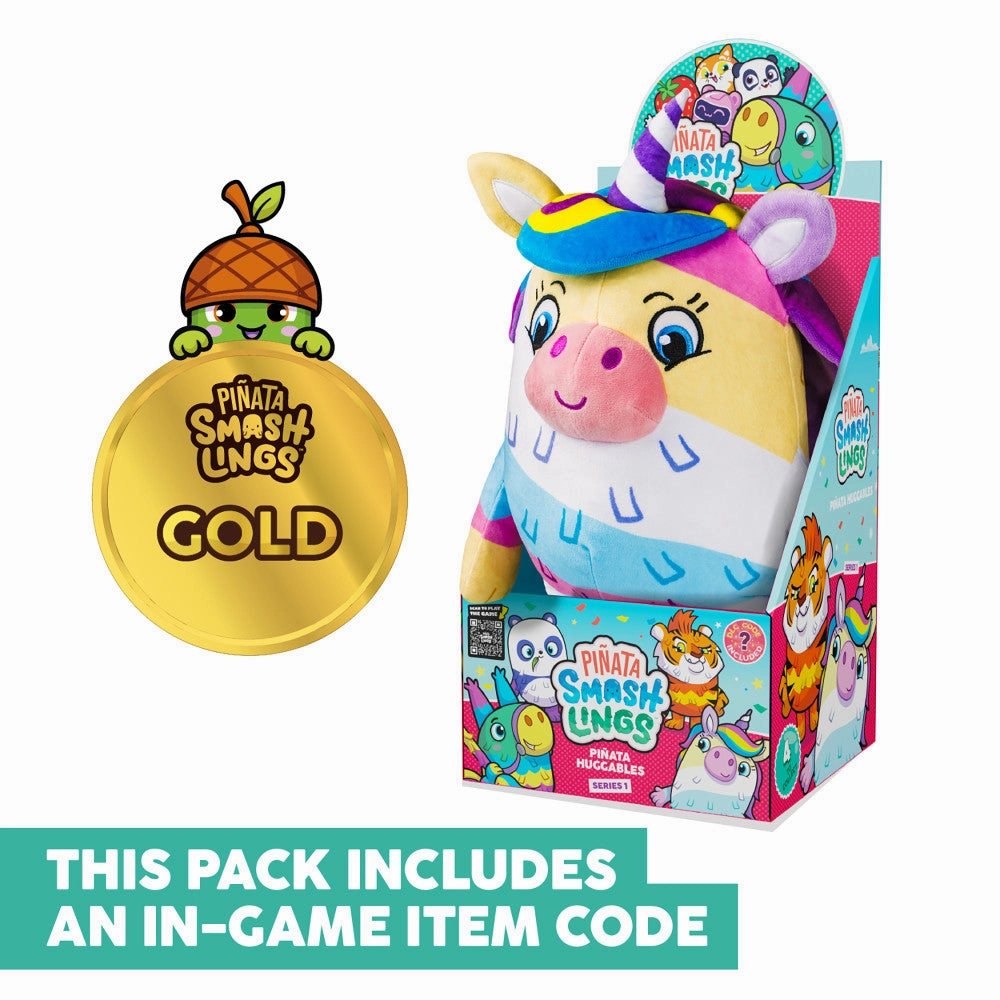 Piata Smashlings 12 inch Luna the Unicorn Plush Toy with Digital Game Code