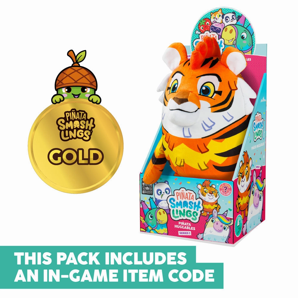 Piata Smashlings Series 1 Mo the Tiger 12 inch Plush Toy with Digital Game Code